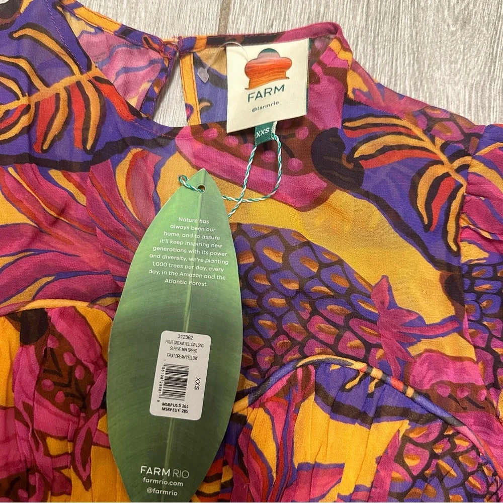NWT FARM Rio Fruit Dream Pleated Tiered Dress